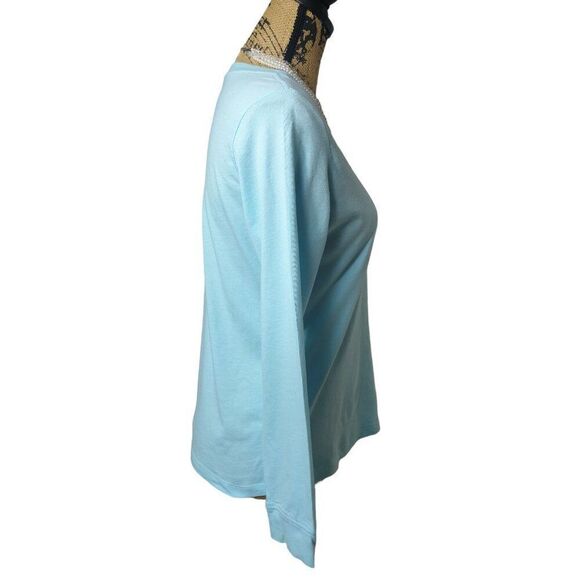 Nike Girls Long Sleeve Lightweight Light Blue Tee XL Swoosh Logo - Picture 5 of 6